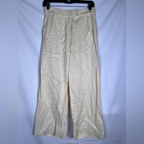 Vince Belted Cross-Over Culotte‎ Pants Wide Leg Satin Workwear Casual XS Cream - Picture 3 of 9
